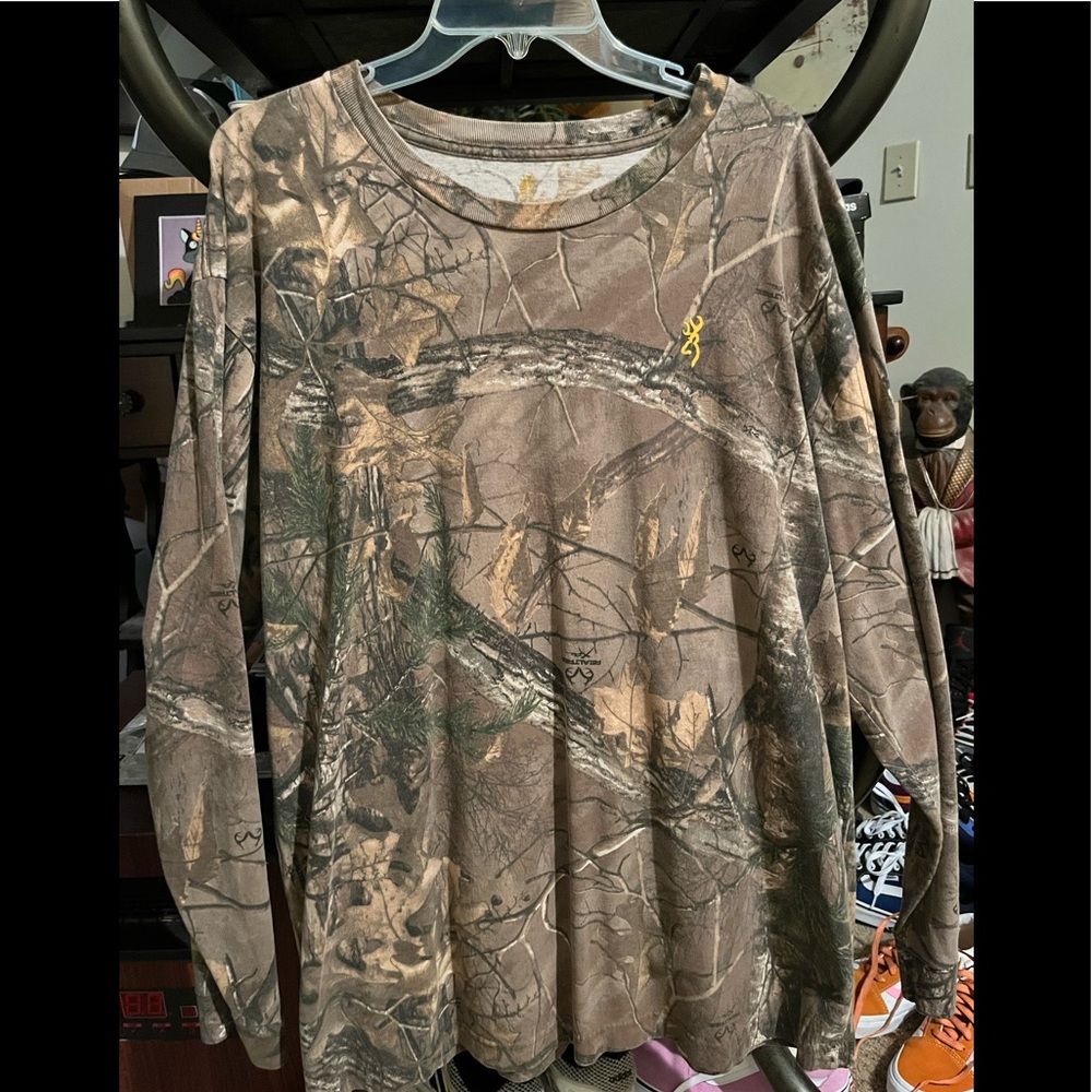 Realtree Camo Tee,yellow emblem with black Realtree emblems on the shirt.